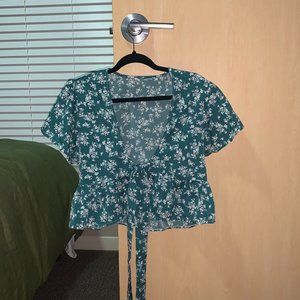 Front tie floral shirt